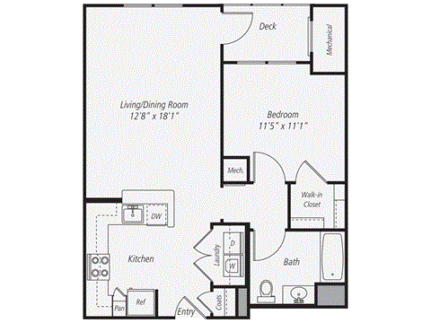 a floor plan of a 1 bedroom floor plan
