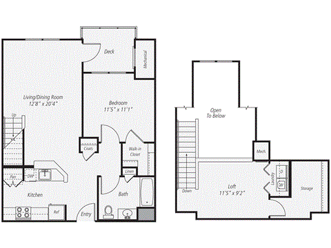 a floor plan of an open floor plan with two bedrooms and two bathrooms and a