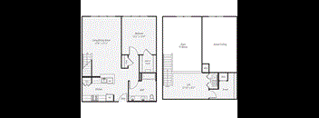 a floor plan of a living room and a kitchen