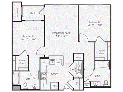 a floor plan of a studio apartment with a bedroom and a living room
