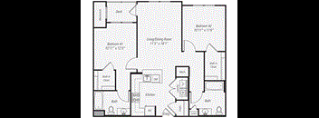 a floor plan of a room with a bedroom and a living room