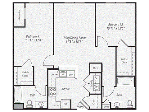 a floor plan of a studio apartment with a bedroom and a living room