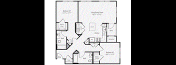 a floor plan of a house with a bedroom and a living room