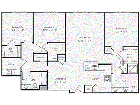 a floor plan of a 1 bedroom floor plan with a bathroom and a living room