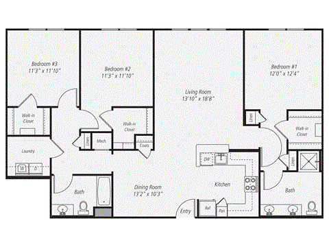a floor plan of a 1 bedroom floor plan with a bathroom and a living room