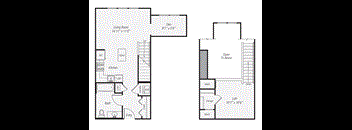 a floor plan of a home with a bedroom and a living room
