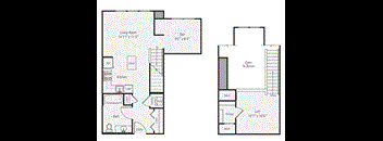 a floor plan of a house with a bedroom and a living room