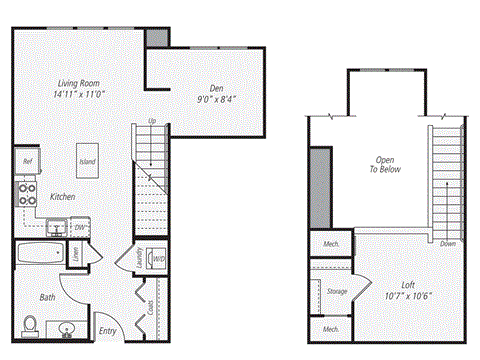 a floor plan of a house with a bedroom and a living room