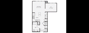 a floor plan of a 1 bedroom floor plan