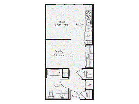 a floor plan of a 1 bedroom floor plan