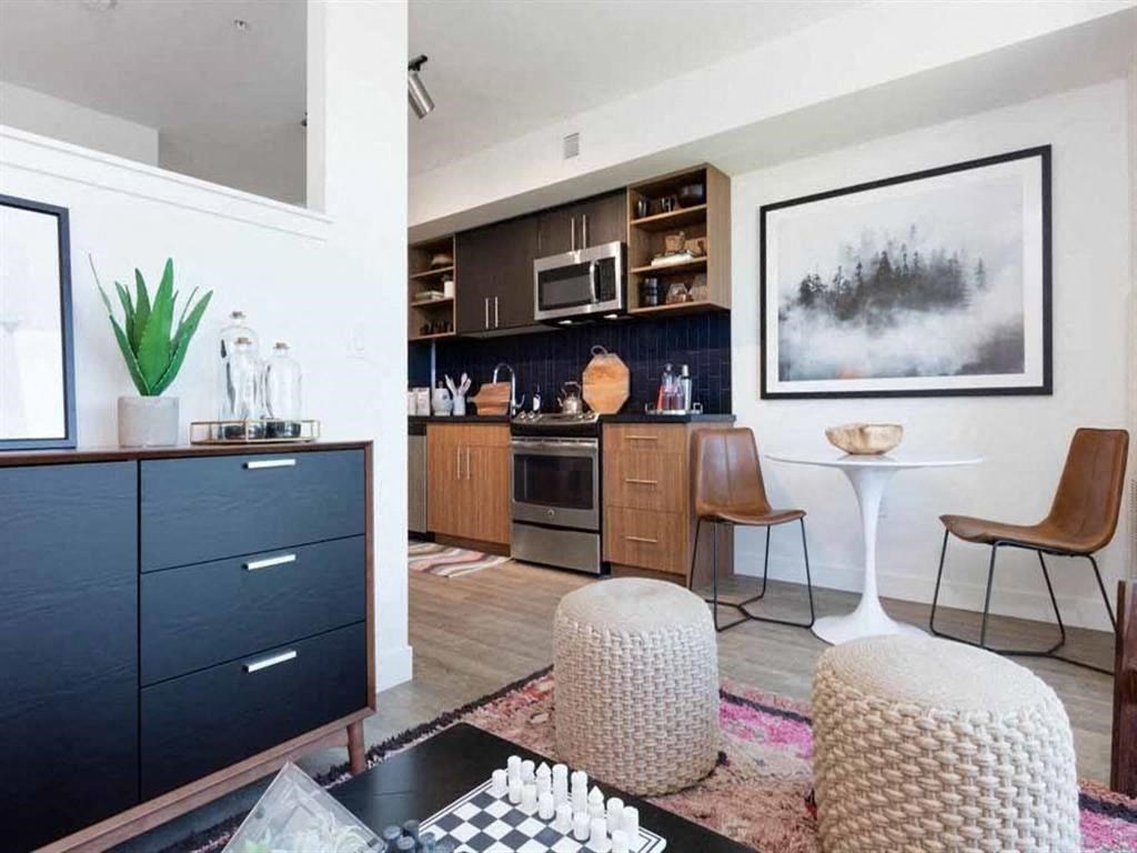 Interior apartment open concept floorplan at Cook Street Apartments, Portland, OR