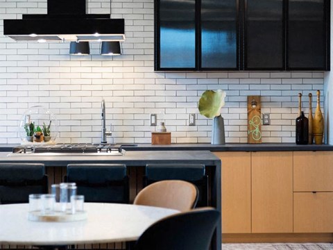 Resident clubhouse chefs kitchen at Cook Street Apartments, Portland, OR 97227