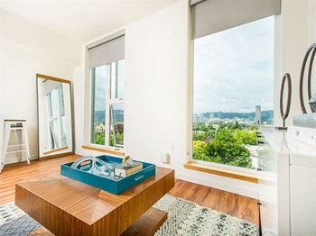 Modern Living Room at Lower Burnside Lofts, Oregon, 97214