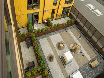 Aerial View Of Courtyard at Lower Burnside Lofts, Portland, 97214