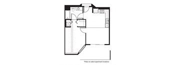 1.1B Floor Plan at One Santa Fe Residential, Los Angeles, California