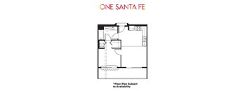 Typical 1 bedroom apartment at One Santa Fe