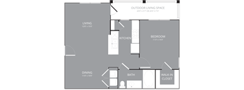 1 bedroom 1 bathroom Floor plan A at Park 3Eighty, Aubrey, TX