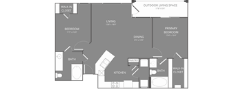 2 bedroom 2 bathroom Floor plan at Park 3Eighty, Texas, 76227