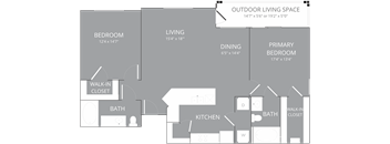 2 bedroom 2 bathroom Floor plan A at Park 3Eighty, Aubrey, TX, 76227