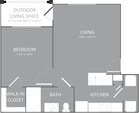 1 bedroom 1 bathroom Floor plan at Park 3Eighty, Aubrey