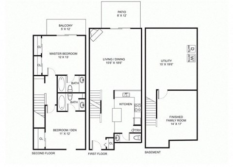 B2TH Floor Plan at Perimeter Lakes Apartments, Dublin, Ohio