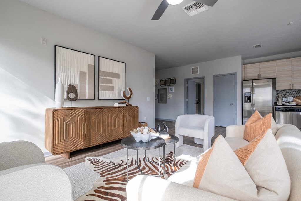 Reveal Heathrow apartments in Heathrow, FL spacious living room with ceiling fan