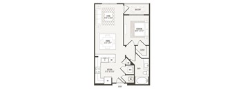 1 bedroom 1 bathroom A1 Floor Plan at Retreat at the Rim, San Antonio