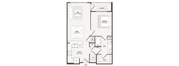 1 bedroom 1 bathroom A2 Floor Plan at Retreat at the Rim, Texas, 78287
