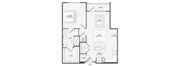 1 bedroom 1 bathroom A4 plus Study Floor Plan at Retreat at the Rim, San Antonio, TX