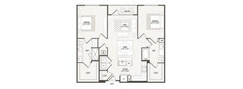 2 bedroom 2bathroom B1 Floor Plan at Retreat at the Rim, San Antonio, 78287