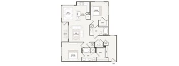 2 bedroom 2bathroom B3 Floor Plan at Retreat at the Rim, San Antonio