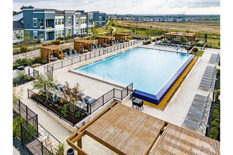Aerial view of swimming pool at Reveal 54 Apartments
