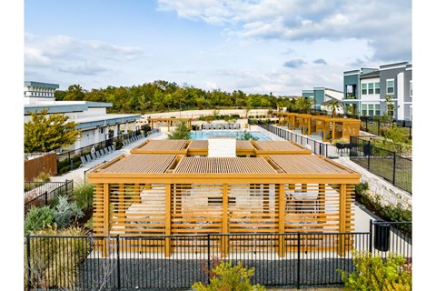 Aerial view of Pool at Reveal 54 Apartments