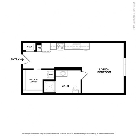 S1 studio 1 bath floorplan