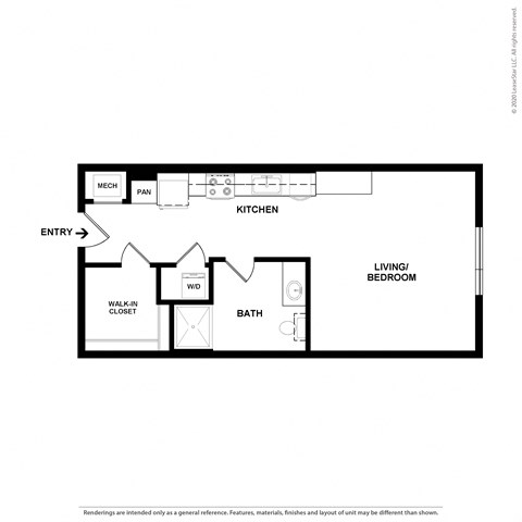 S4 studio 1 bath floorplan