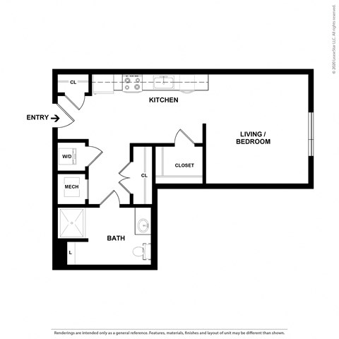 S5 studio 1 bath floorplan