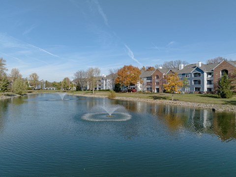 a view of the lake at Saw Mill Village apartments