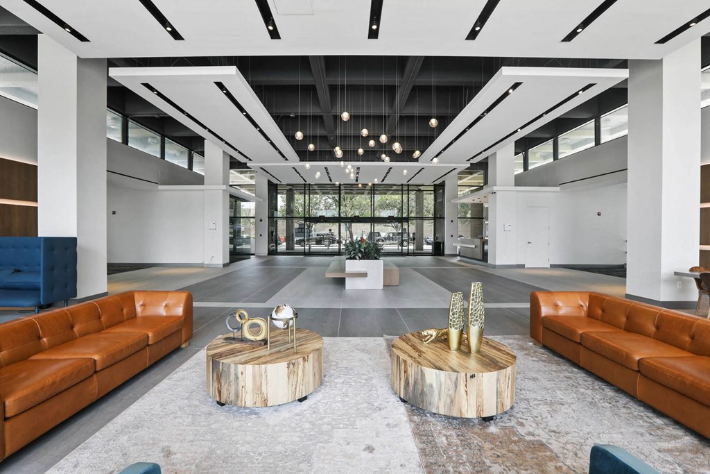 Skyline Towers lobby with comfortable seating