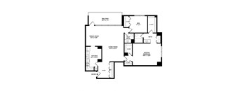 Potomac 1 bedroom 1 Den 1.5 bathroom floorplan