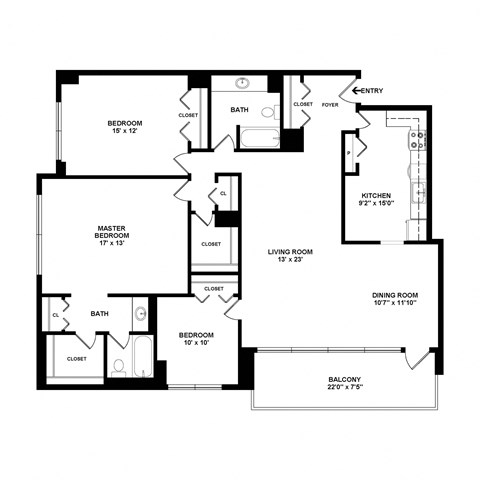 Mount Vernon 3 bedroom 2 bath floorplan