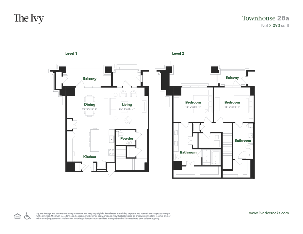 The Ivy apartments TH2 floor plan