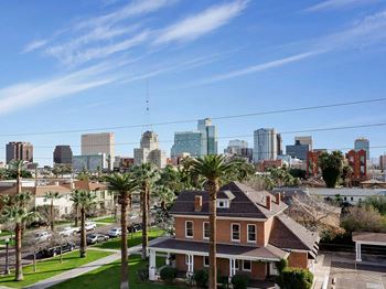 Aerial view of city at Roosevelt Square, Arizona