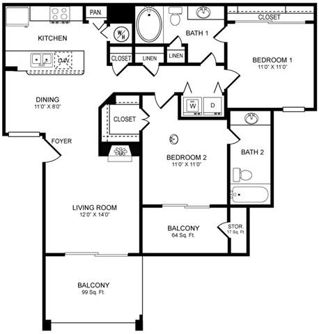 D4 Floor Plan at San Marin, Austin, TX, 78759