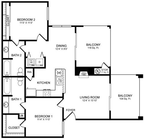 D1 Floor Plan at San Marin, Austin, 78759