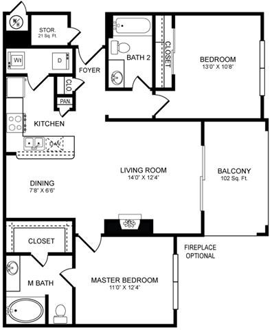 D2 Floor Plan at San Marin, Austin, Texas