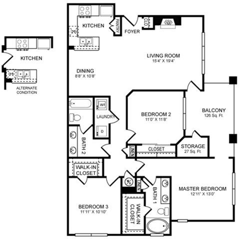 H2 Floor Plan at San Marin, Texas, 78759