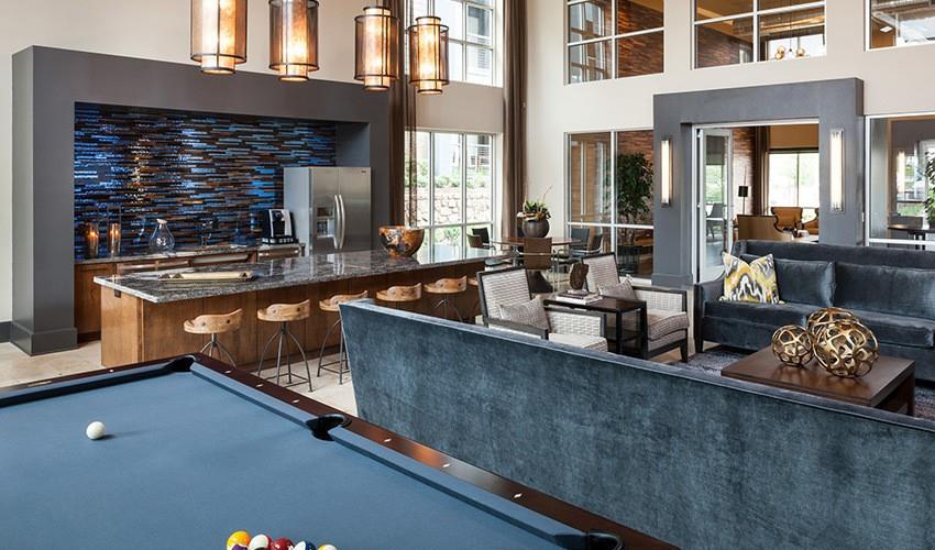 Modern Clubhouse With A Game Room at Berkshire Medical District, Dallas, Texas