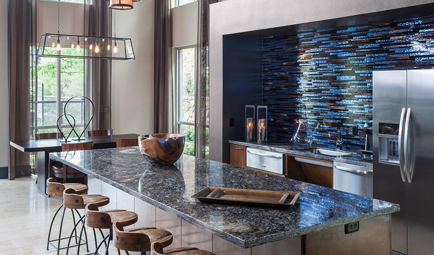 Trendy Clubhouse with Demonstration Kitchen at Berkshire Medical District, Texas