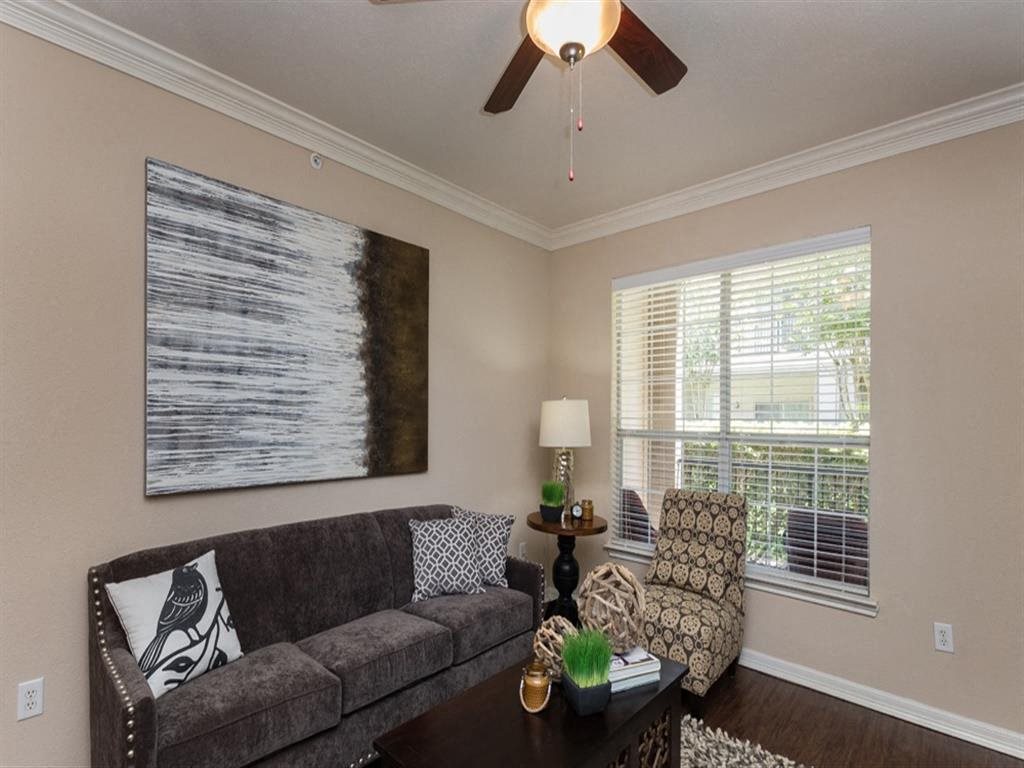 Interiors-Living Room With Expansive Window Living Room With Expansive Window at Estates at Bellaire, Houston, Texas