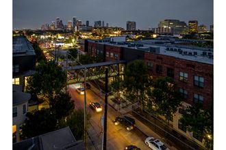 night-time city view at The Core apartments in Houston, TX